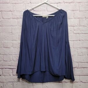 Ramy Brook Silky Tunic Blouse Womens L Bell Sleeves Boho Business Casual‎ Flowy